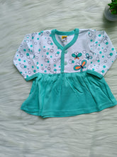 Frock with Pant Set Butterfly Print - Sea Green